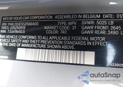 2025 Volvo Xc40 Plus z USA, uszkodzony, nr VIN YV4L12UE5S2566400